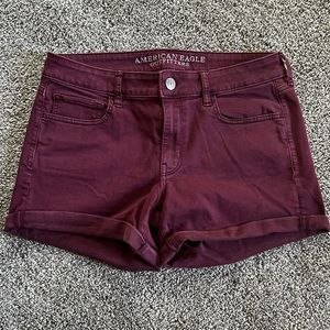 Burgundy American Eagle Midi Shorts